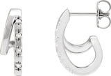 Platinum Round Natural Diamond Accented Double Hoop Earrings