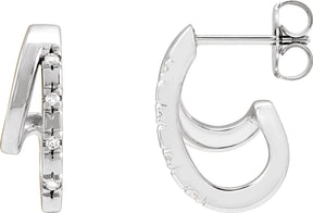 Platinum Round Natural Diamond Accented Double Hoop Earrings