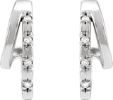 Platinum Round Natural Diamond Accented Double Hoop Earrings - view 2