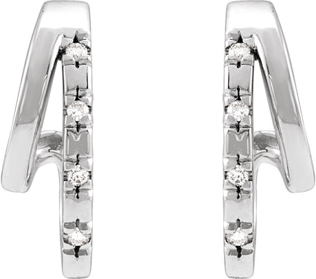 Platinum Round Natural Diamond Accented Double Hoop Earrings - view 2