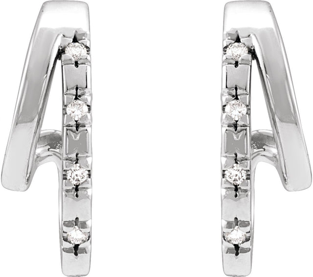 Platinum Round Natural Diamond Accented Double Hoop Earrings - view 2
