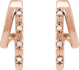 14K Gold Round Natural Diamond Accented Double Hoop Earrings - Rose Gold - view 2