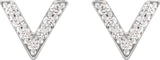 14K Gold Round Natural Diamond Accented V Earrings - White Gold - view 2