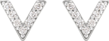 Platinum Round Natural Diamond Accented V Earrings - view 2