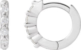 Platinum Round Natural Diamond Accented Hinged Hoop Earrings