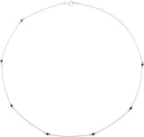 14K Gold Round Natural Black Diamond Bezel-Set Station Necklace - White Gold