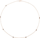 14K Gold Round Natural Black Diamond Bezel-Set Station Necklace - Rose Gold