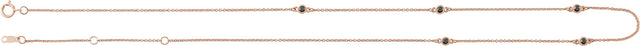 14K Gold Round Natural Black Diamond Bezel-Set Station Necklace - Rose Gold - view 2