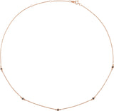 14K Gold Round Natural Black Diamond Bezel-Set Station Necklace - Rose Gold