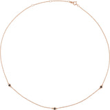 14K Gold Round Natural Black Diamond Bezel-Set Station Necklace - Rose Gold