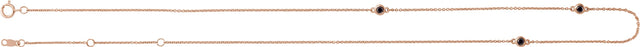 14K Gold Round Natural Black Diamond Bezel-Set Station Necklace - Rose Gold - view 2