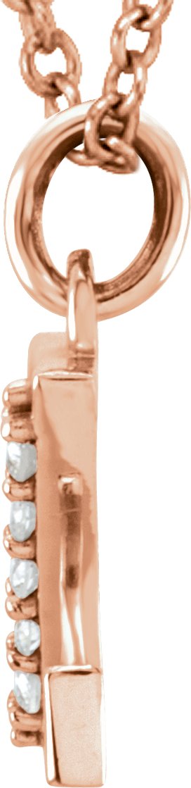 14K Gold Round Natural Diamond Initial Necklace or Pendant – up to 0.025 CTW - Rose Gold - view 2