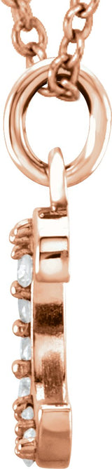 14K Gold Round Natural Diamond Initial Necklace or Pendant – up to 0.025 CTW - Rose Gold - view 2