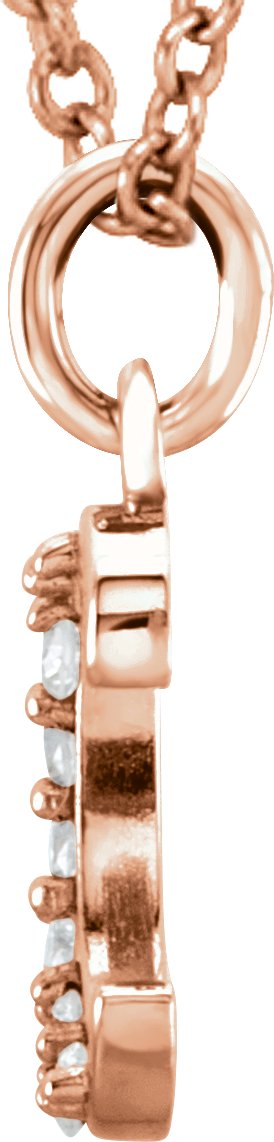 14K Gold Round Natural Diamond Initial Necklace or Pendant – up to 0.025 CTW - Rose Gold - view 2