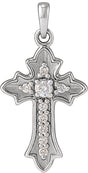 Platinum Round Natural Diamond Vintage-Inspired Cross Necklace or Pendant – 0.08 CTW