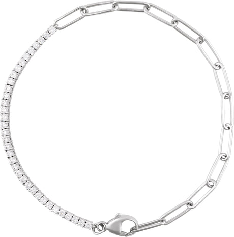 14K Gold Round Lab-Grown Diamond Line Bracelet – 1.9mm Stones - White Gold