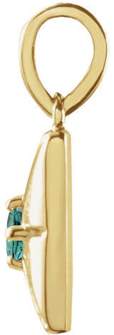 14K Gold Round Natural Alexandrite Accented Necklace or Pendant - Yellow Gold - view 2