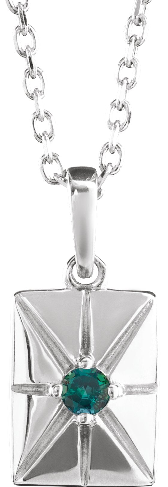 Platinum Round Lab-Grown Alexandrite Accented Necklace or Pendant