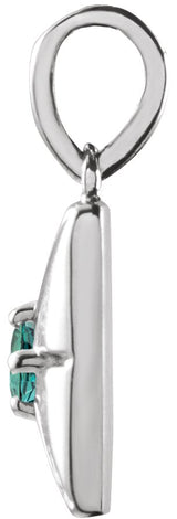 14K Gold Round Lab-Grown Alexandrite Accented Necklace or Pendant - White Gold - view 2