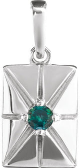 Platinum Round Lab-Grown Alexandrite Accented Necklace or Pendant