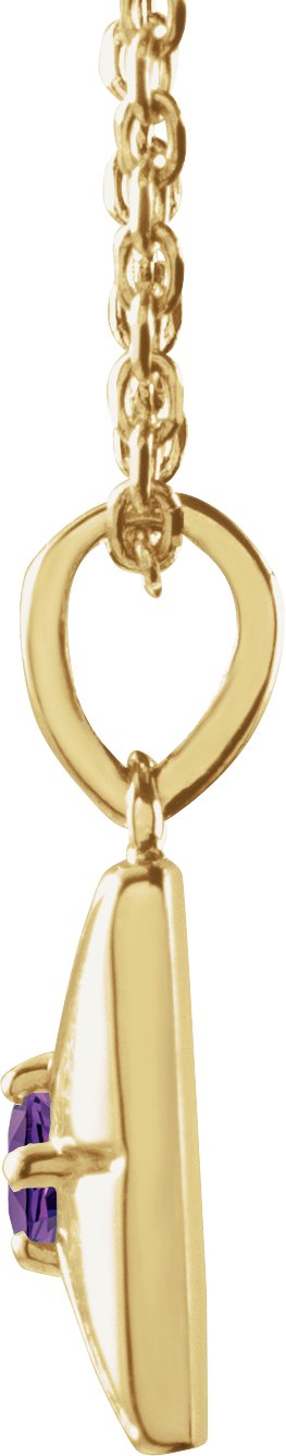 14K Gold Round Natural Amethyst Accented Necklace or Pendant - Yellow Gold - view 2