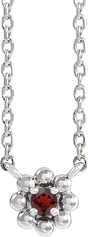 Platinum Round Natural Mozambique Garnet Accented Beaded Necklace