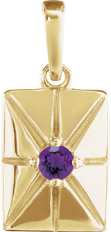 14K Gold Round Natural Amethyst Accented Necklace or Pendant - Yellow Gold