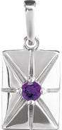 Platinum Round Natural Amethyst Accented Necklace or Pendant