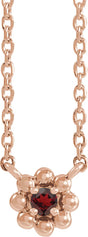 14K Gold Round Natural Mozambique Garnet Accented Beaded Necklace - Rose Gold