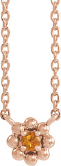 14K Gold Round Natural Citrine Accented Beaded Necklace - Rose Gold