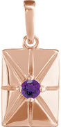 14K Gold Round Natural Amethyst Accented Necklace or Pendant - Rose Gold