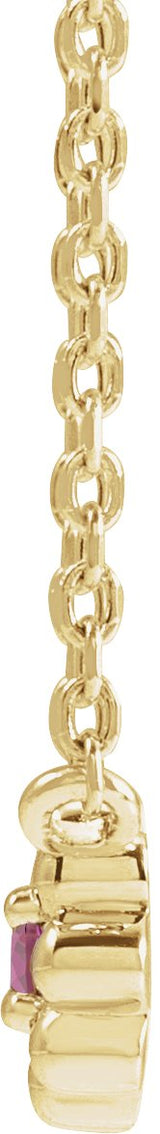 14K Gold Round Natural Pink Tourmaline Accented Beaded Necklace - Yellow Gold - view 2