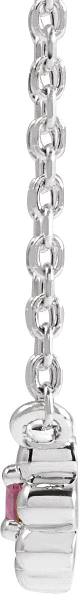 Platinum Round Natural Pink Tourmaline Accented Beaded Necklace - view 2