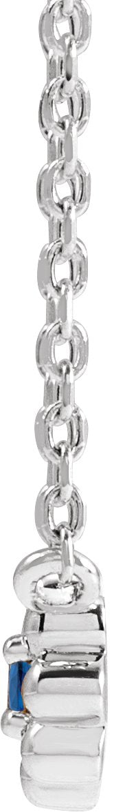 Platinum Round Natural Blue Sapphire Accented Beaded Necklace - view 2