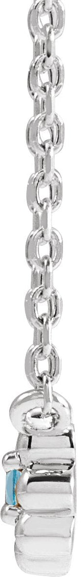 Platinum Round Natural Aquamarine Accented Beaded Necklace - view 2