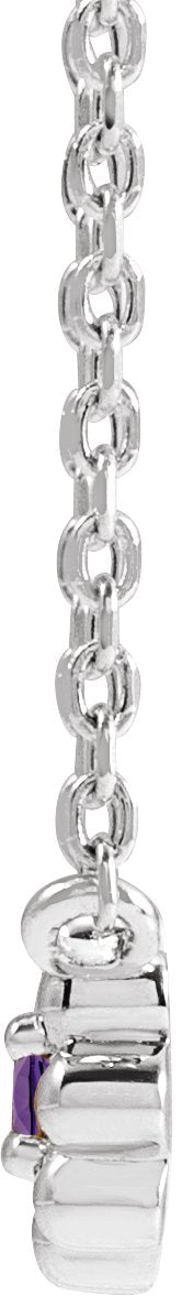 Platinum Round Natural Amethyst Accented Beaded Necklace - view 2