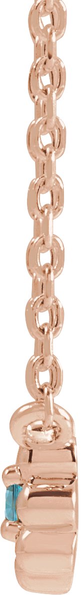14K Gold Round Natural Blue Zircon Accented Beaded Necklace - Rose Gold - view 2