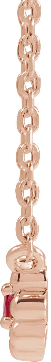 14K Gold Round Lab-Grown Ruby Accented Beaded Necklace - Rose Gold - view 2