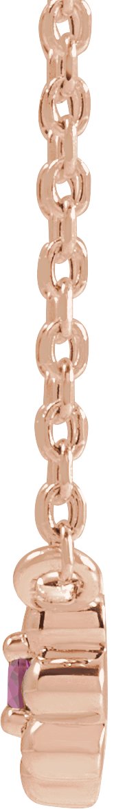 14K Gold Round Natural Pink Tourmaline Accented Beaded Necklace - Rose Gold - view 2