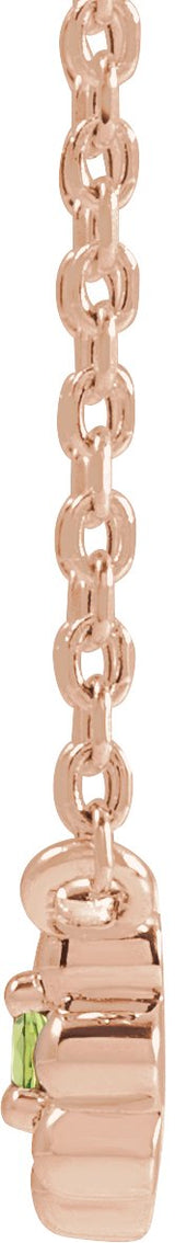 14K Gold Round Natural Peridot Accented Beaded Necklace - Rose Gold - view 2