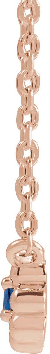 14K Gold Round Natural Blue Sapphire Accented Beaded Necklace - Rose Gold - view 2