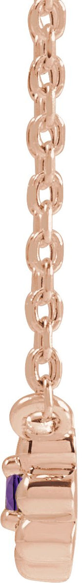 14K Gold Round Natural Amethyst Accented Beaded Necklace - Rose Gold - view 2