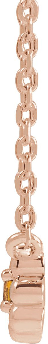 14K Gold Round Natural Citrine Accented Beaded Necklace - Rose Gold - view 2