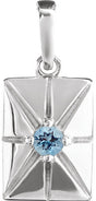 Platinum Round Natural Aquamarine Accented Necklace or Pendant