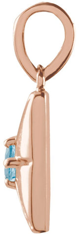 14K Gold Round Natural Aquamarine Accented Necklace or Pendant - Rose Gold - view 2