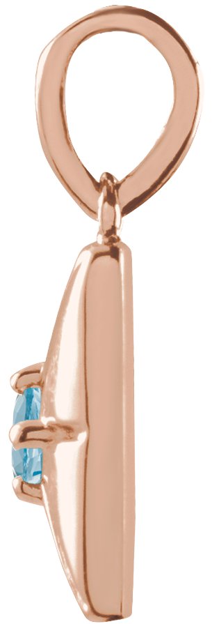 14K Gold Round Natural Aquamarine Accented Necklace or Pendant - Rose Gold - view 2