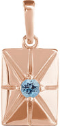14K Gold Round Natural Aquamarine Accented Necklace or Pendant - Rose Gold
