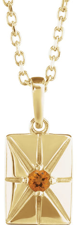14K Gold Round Natural Citrine Accented Necklace or Pendant - Yellow Gold