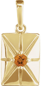 14K Gold Round Natural Citrine Accented Necklace or Pendant - Yellow Gold