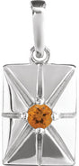Platinum Round Natural Citrine Accented Necklace or Pendant